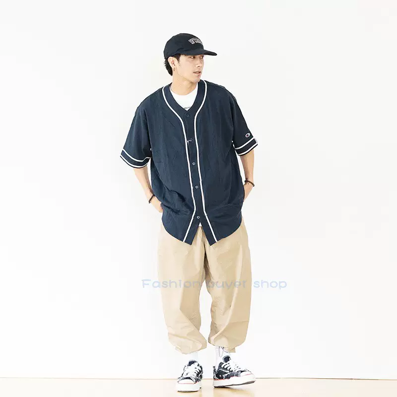 21SS BEAMS JAPAN Big Chino Pants 红绳抽绳口袋宽松休闲九分裤-Taobao