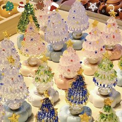 Jingdezhen Rotating Christmas Tree Glass Ornaments for Girls Christmas Decorations Small Gifts 2025 New Model