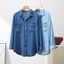 Spring and Autumn Layered Soft Denim Shirt for Women, Retro Hong Kong Style, Korean Version, Loose Shirt, Soft Top, Thin Jacket