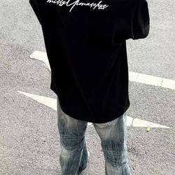 American High Street Style Letter Print Short-Sleeve T-Shirt for Men, Summer 2026 New Design, Versatile Loose Round Neck Top