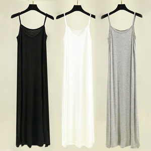 Modal suspender skirt female summer dress black and white bottom skirt loose large size long skirt thin inner lining skirt
