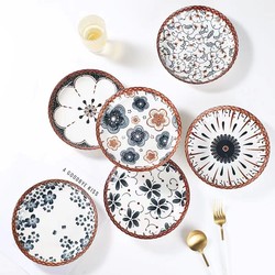 4 or 6 Pieces 8inch Ceramic Household Cooking Plates, Multi-Color Mixed Style, High-Temperature Cooking Small Plates