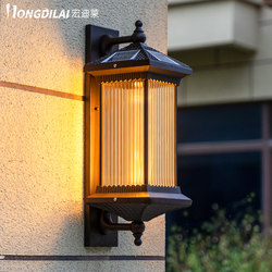 Outdoor Wall Lamp Waterproof Solar-Powered Villa Courtyard Outdoor Balcony Terrace Gate Exterior Wall Lighting New Chinese Style