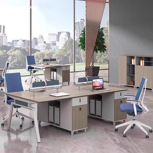 Staff desk and chair combination 4 to 6 people simple modern financial room table screen work station card holder computer table