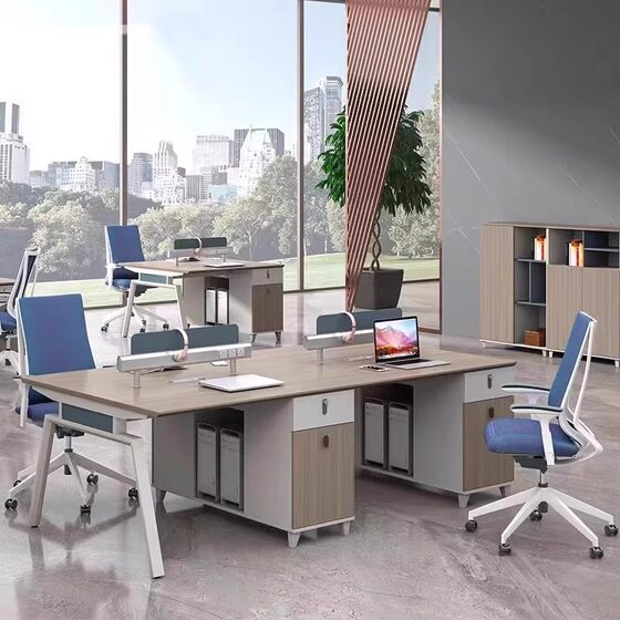 Staff desk and chair combination 4 to 6 people simple modern financial room table screen work station card holder computer table