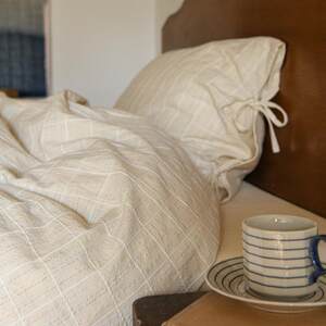 
Category A maternal and infant grade cotton and linen Buddhist simple and relaxing four-piece set of cotton and linen blended skin-friendly soft bedding