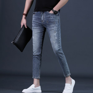 
Summer nine-point jeans men's trendy slim fit small feet elastic youth nine-point casual high-end men's wear thin