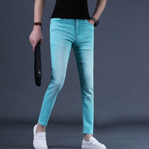 Nine-point pants men's summer new jeans men's trendy slim-fitting 9-point casual high-end men's pants for men