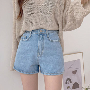 High waist fat girl's loose slit wide leg denim shorts