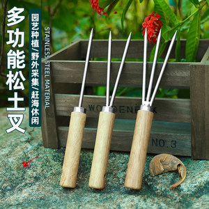 
Stainless steel rake bonsai soil loosening special tool household flower pot solid thickened rigid fork garden flower growing artifact
