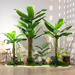 Simulated Green Plant Banana Tree Landscaping High-End Indoor Living Room Window Display Bionic Fake Tree Plant Potted Decoration Ornament