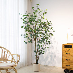 Nordic Artificial Eucalyptus Tree Fake Green Plant Ornament Japanese Bellflower Plant Potted Living Room Floor Decoration Horse Drunk Wood