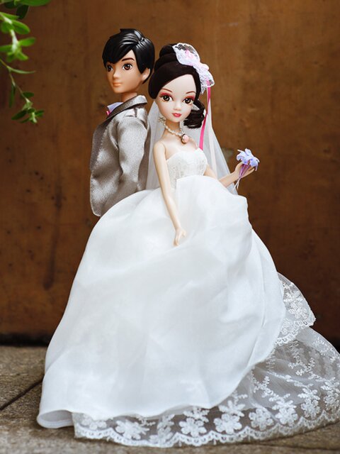 Time Bride Keer doll original happy time bride groom wedding dress to kids ...