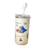 Высококачественный портативный вместительный и большой стакан из нержавеющей стали подходит для мужчин и женщин для школьников со стаканом, простой и элегантный дизайн