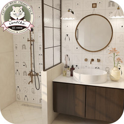 Simple Cartoon Animal Line Pattern Tiles 200*200 for Children's Room, Bathroom, Kitchen, Balcony, Living Room, and Dining Room Wall and Floor Tiles