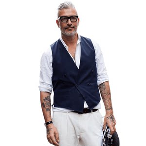 Spring and autumn European and American classic fashion vest retro Amy Kazuo double -breasted suit vests and trendy men's shoulder shoulders
