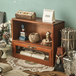Desktop Storage Box Office Desk zakka Cabinet Drawer Type Retro Cup Cosmetic Rack Table Wooden