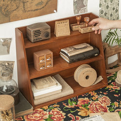 Songchuan Home Retro Desktop Storage Box Office File Zakka Lipstick Cosmetics Dressing Table Storage Rack