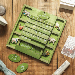 Retro Personalized Creative Ins Wooden Date Calendar Ornament Natural Wood Japanese Style Desktop Dining Table Decoration