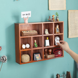 Songchuan Home Furnishing American-Style Wooden Wall-Mounted Grid Retro Wall Shelf Desktop Storage Box Dormitory Zakka Cabinet