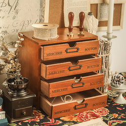 Wooden A4 Paper File Rack, Stamp Desktop Storage Organizer Cabinet, Wooden Box Sticker Drawer-Type Cosmetic Storage Box