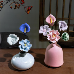 Jingdezhen Ceramic Bouquet Tabletop Ornament Vase Living Room Home Decoration Mini New Home Goodies Handmade Office