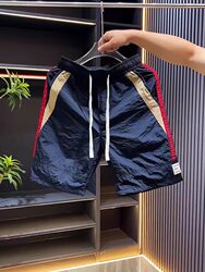 2026 Summer Trendy Brand Striped Sports Shorts Men's Versatile Quick-Dry Casual Shorts Color-Block Outdoor Beach Shorts