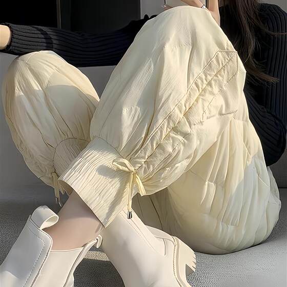 
Down pants women's winter outer wear 2024 new fashion high-waisted loose slimming windproof cold-proof warm casual cotton