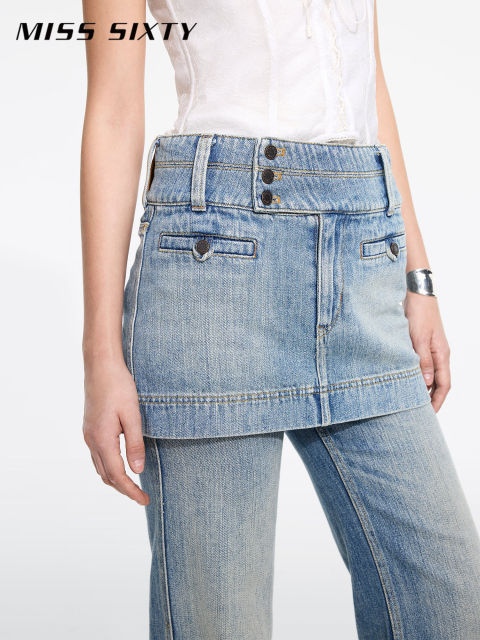 Miss Sixty 25 spring new skirt denim skirt wash multi-button design