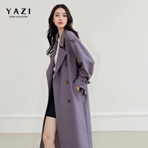 
Retro British purple long windbreaker for women 2025 autumn new double-breasted draped anti-wrinkle commuting slim jacket