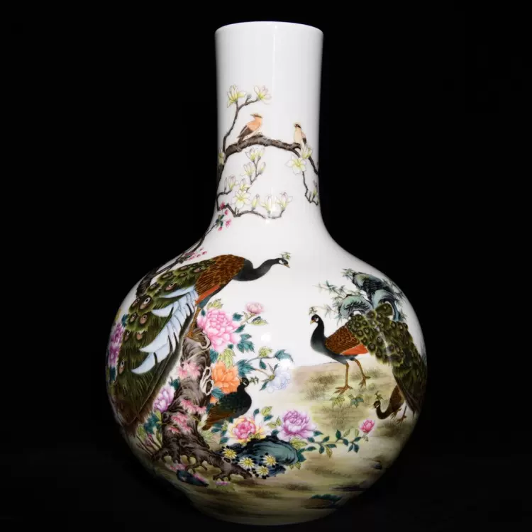 古玩古董海外回流瓷器陶瓷大清乾隆年制炉钧釉如意耳蒜头瓶