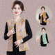 
New Chinese style spring and autumn thin mother's buckle vest middle-aged and elderly women's large size loose national style vest retro waistcoat