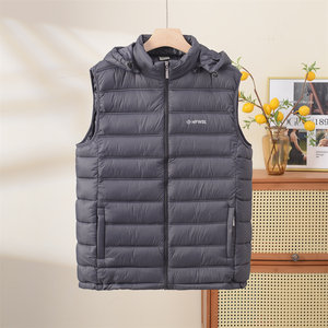 
Men's autumn and winter horse clip vest down cotton warm shoulder loose thickened cotton jacket removable hooded vest