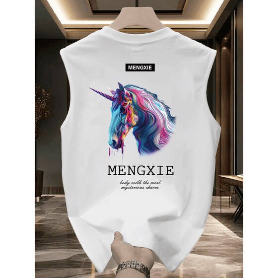 
Outlet genuine 100% cotton sports vest sleeveless t-shirt vest men's summer trendy brand niche high street American loose