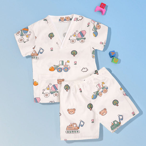 
New children's steaming clothes, pure cotton baby bath clothes, home clothes, pajamas, boys and girls cartoons, cotton cartoons