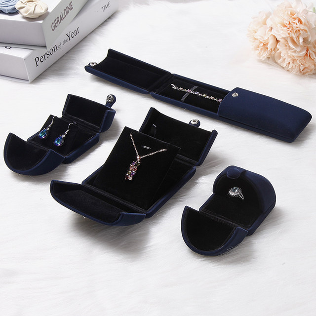 Jewelry packaging box creative double-opening cloth pearl box small jewelry storage box ring pendant bracelet box wedding