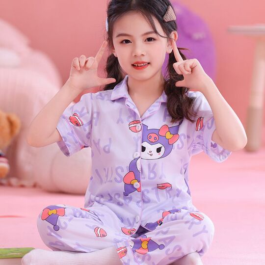 Pyjama Enfant Fille - Ensemble T-shirt + Pantalon Long - Coton Bio - Dessins Animés Stylisés - Tailles 4 à 12 Ans - Plusieurs Couleurs