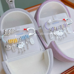 999 Pure Silver Baby Brooch for Pregnant Women, 925 Sterling Silver Pregnancy Safety Brooch, Snake and Horse Baby Brooch