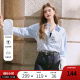 BETU Bai map Loose blue and white striped shirt Female long sleeves 2025 new professional commute shirt
