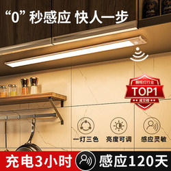Led Smart Cabinet Light with Human Body Sensor, Wireless Self-Adhesive Rechargeable Kitchen Wine Cabinet Wardrobe Shoe Cabinet Light Strip
