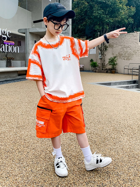 Boys Summer Raps Graphic Cotton Suit – Red & Black 2PC Outfit main image 1
