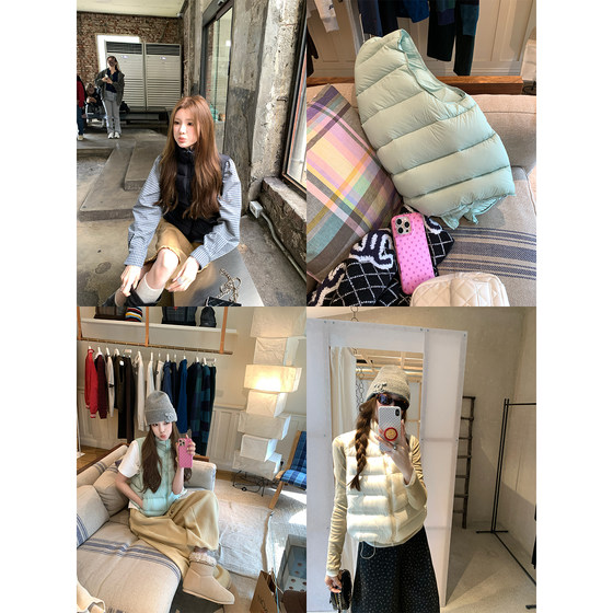 
aaaaxbbb Helheim three-color stand-up collar white duck down vest winter warm vest jacket for women winter