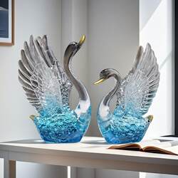 New Artistic Home Decor Items: a Pair of Swan Ornaments with a High-End Feel, Niche Luxury for the Living Room Table, Creative and High-Class