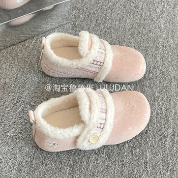 Lulu Egg Warm Two-Cotton Shoes White Shoes Women's 2025 New Winter Slip-On Plus Velvet Birkenstock Shoes Furry Shoes