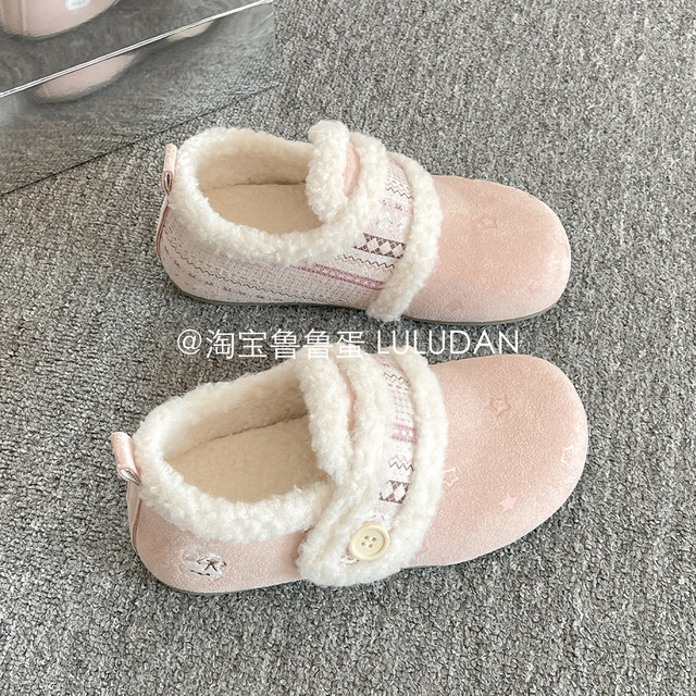 Lulu Egg Warm Two-Cotton Shoes White Shoes Women's 2025 New Winter Slip-On Plus Velvet Birkenstock Shoes Furry Shoes