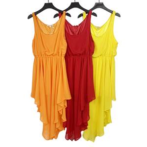 E3108 summer new women's loose tight high waist sleeveless dress Korean version is thin and irregular skirt chiffon skirt
