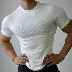 Light Weight Fitness Clothing Men's Short-Sleeved Sports T-Shirt Running Training Strong-Looking Running Quick-Drying Tight Top