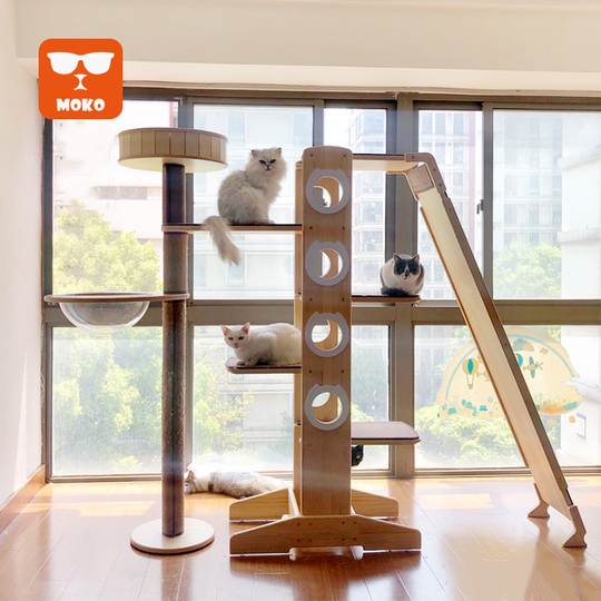 MSmask Tiragraffi Per Gatti Grande - Con Grotta, Piattaforme E Sisal, 60x45x155 Cm, Grigio - Foto 3