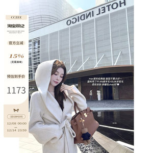 
CCZEE [Sydney Holiday] Silhouette Double-sided Hooded Coat Coat Women's Winter Loose Mid-length Lace