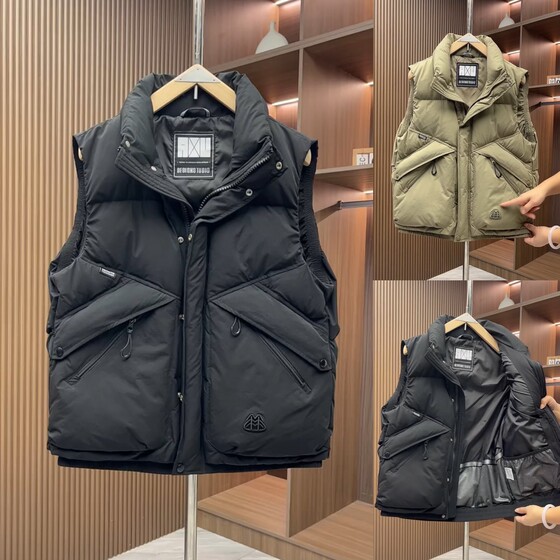 
2025 Autumn and Winter Thickened Warm Cotton Vest Men's Trendy Brand Fashion Handsome Padded Waistcoat Workwear Versatile Vest